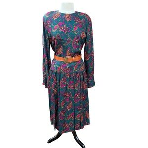 Vintage Rena Rowan for Saville Two Piece Set with Retro Paisley Pattern
